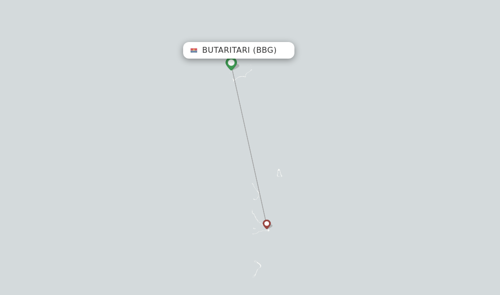Route map with flights from Butaritari with Air Kiribati