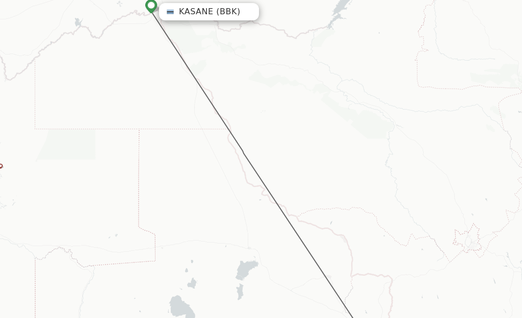 Flights from Kasane to Francistown route map