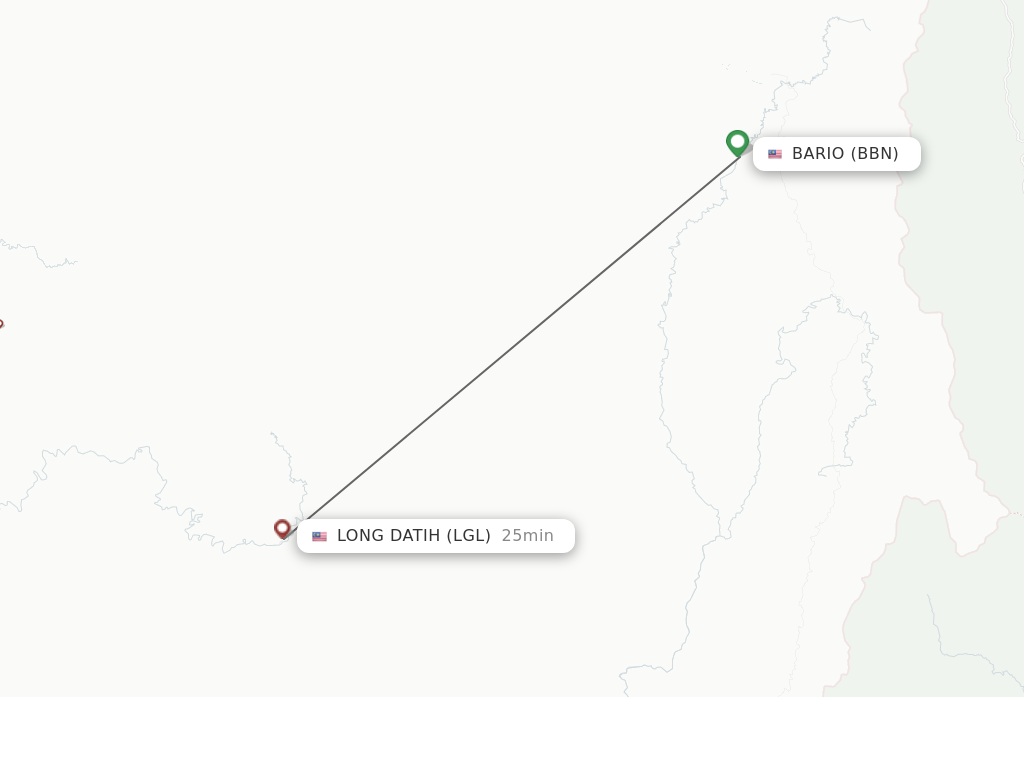Flights from Bario to Long Lellang route map