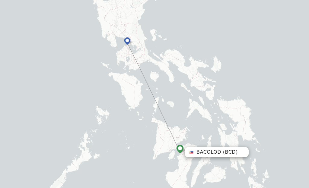 Route map with flights from Bacolod with Philippines AirAsia