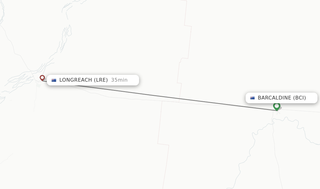 Flights from Longreach to Barcaldine route map