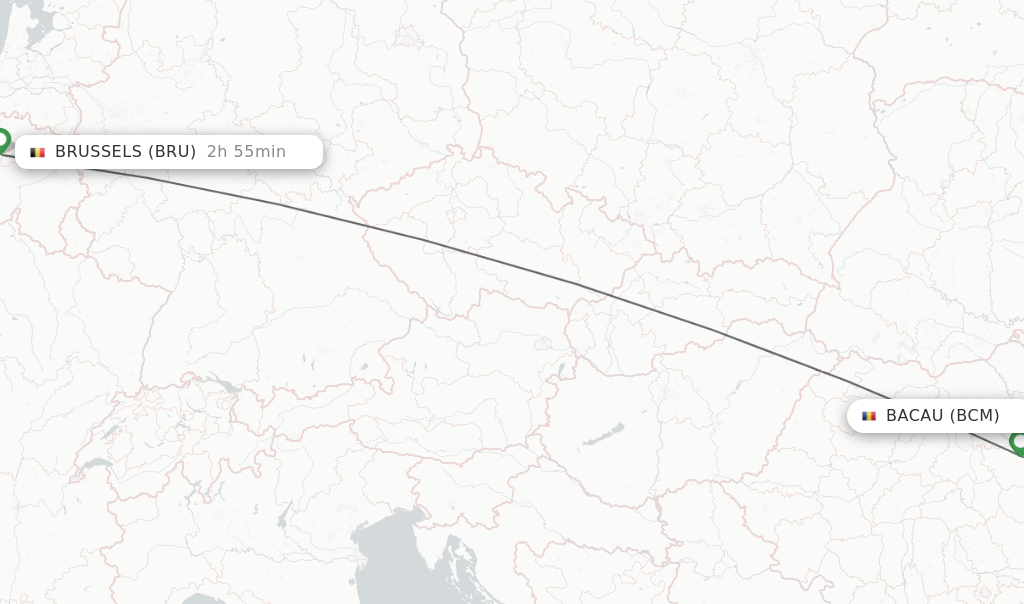 Flights from Bacau to Brussels route map