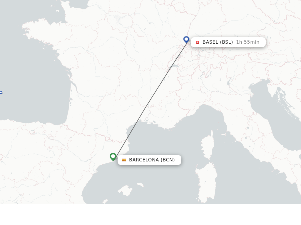 Flights from Barcelona to Basel, Switzerland/Mulhouse route map
