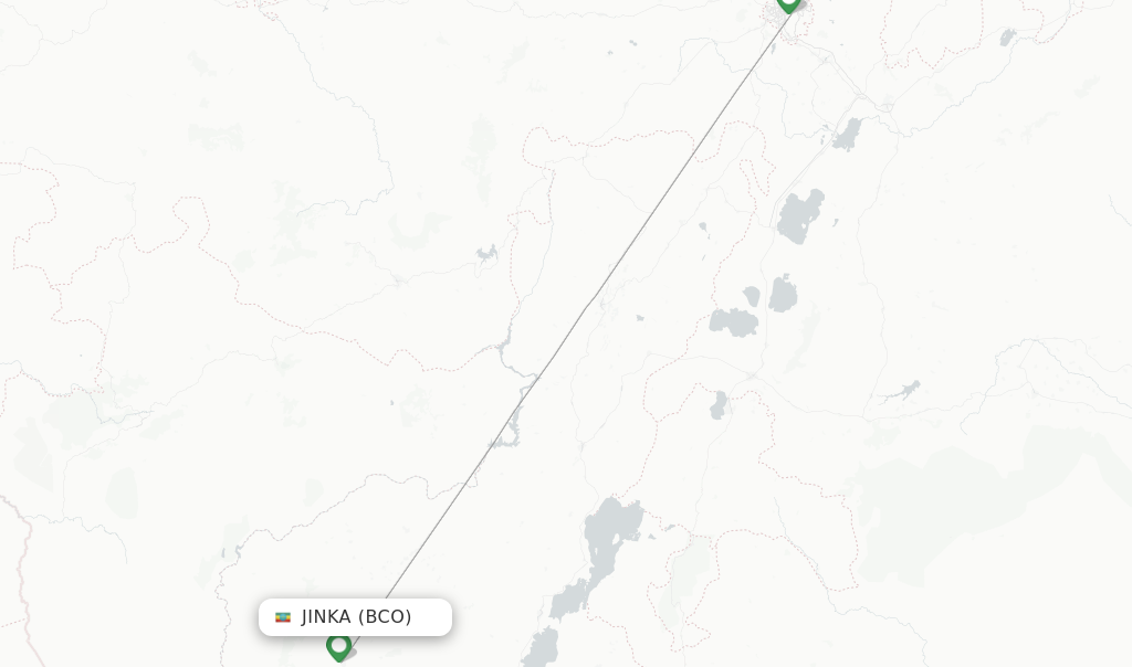 Route map with flights from Jinka with Ethiopian