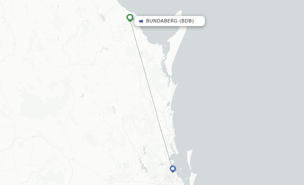 Route map with flights from Bundaberg with VivaColombia