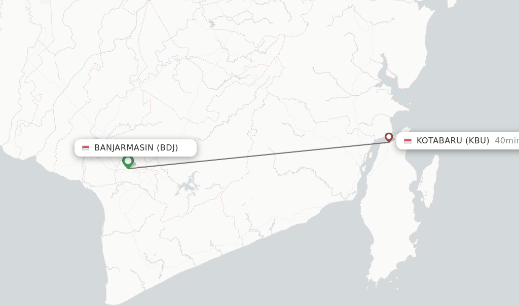 Flights from Banjarmasin to Kotabaru route map