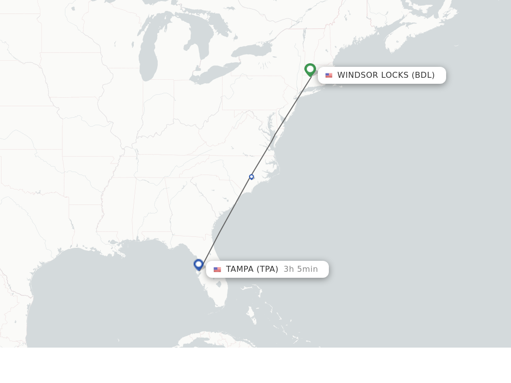 Flights from Hartford to Tampa route map