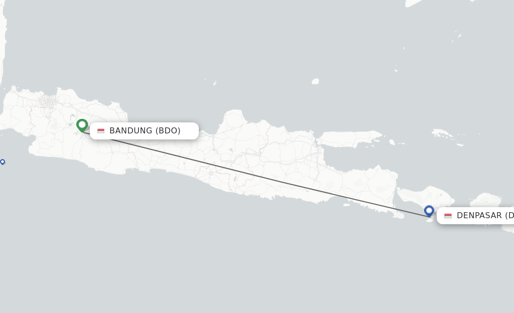 Flights from Bandung to Denpasar route map