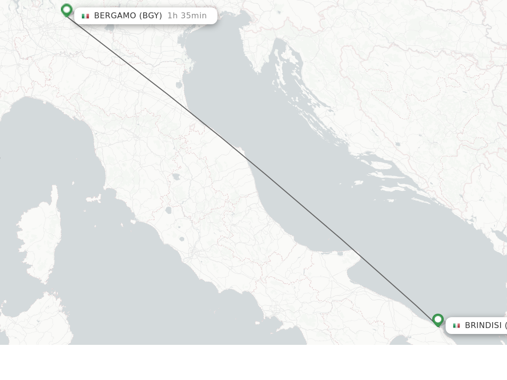 Flights from Brindisi to Bergamo route map