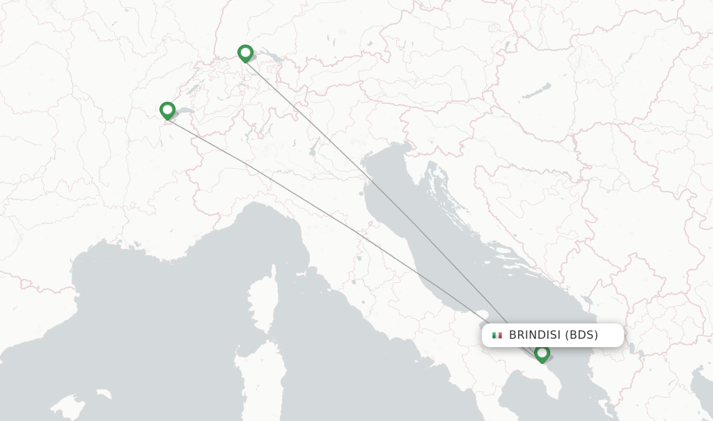 Route map with flights from Brindisi with SWISS