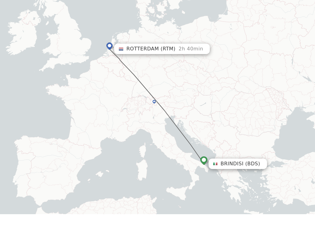 Flights from Brindisi to Rotterdam route map