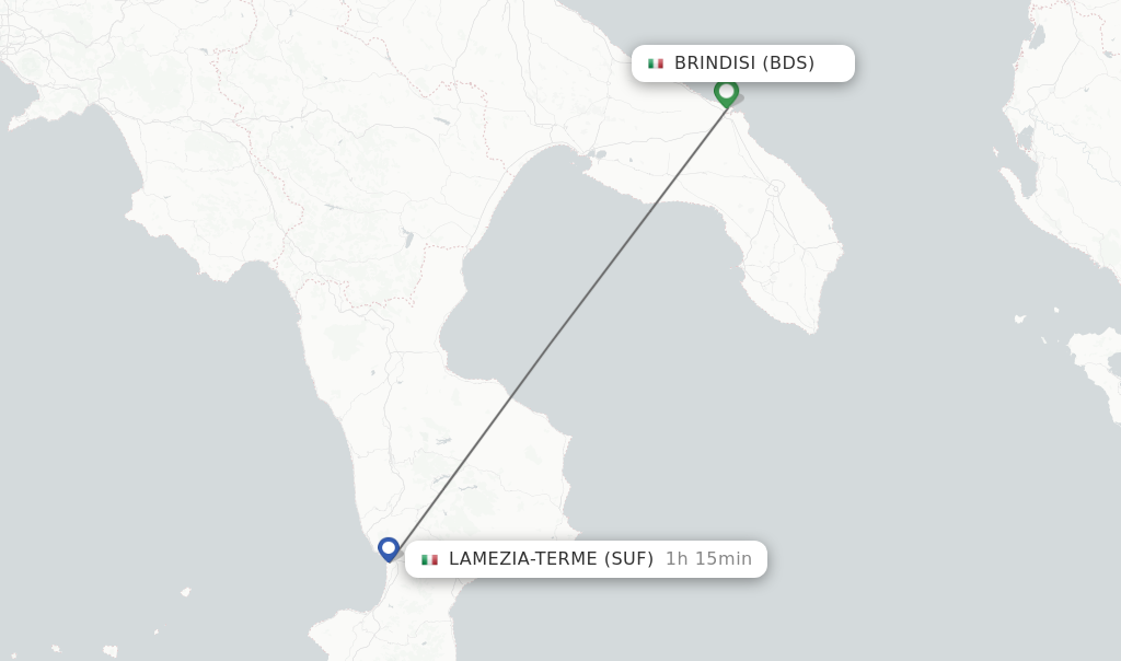 Flights from Brindisi to Lamezia-Terme route map