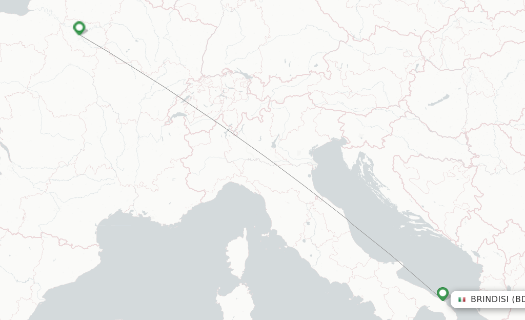 Route map with flights from Brindisi with Transavia France