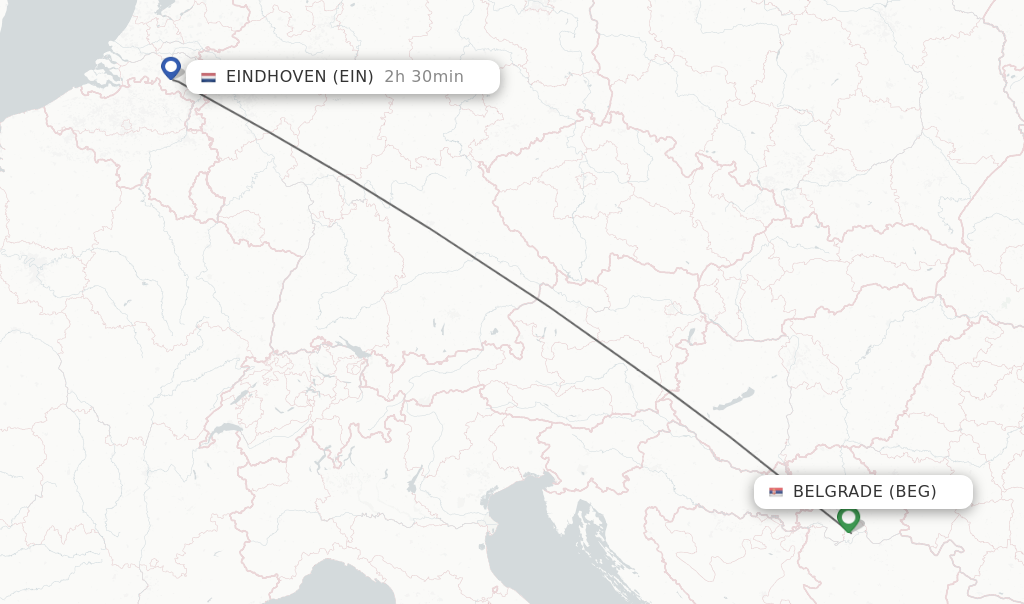 Direct (nonstop) flights from Belgrade to Eindhoven schedules