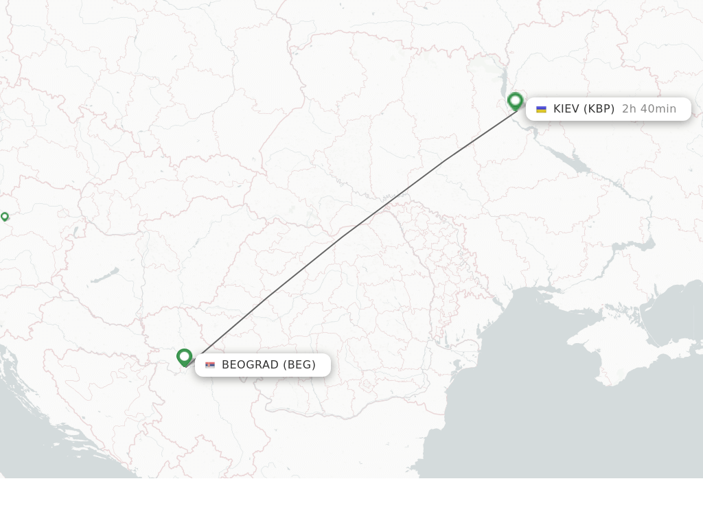 Flights from Belgrade to Kiev/Kyiv route map