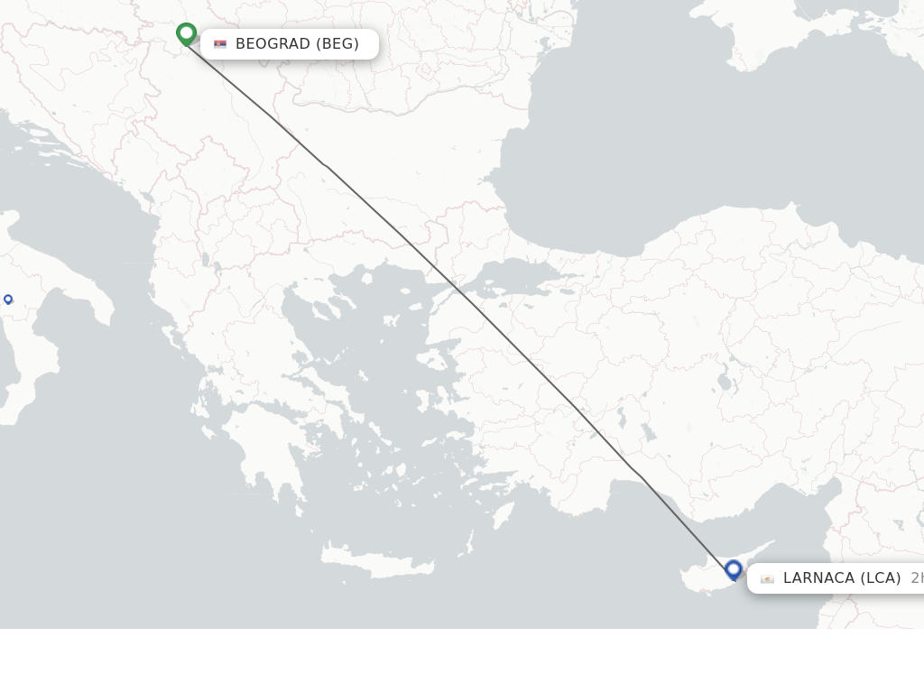 Flights from Belgrade to Larnaca route map