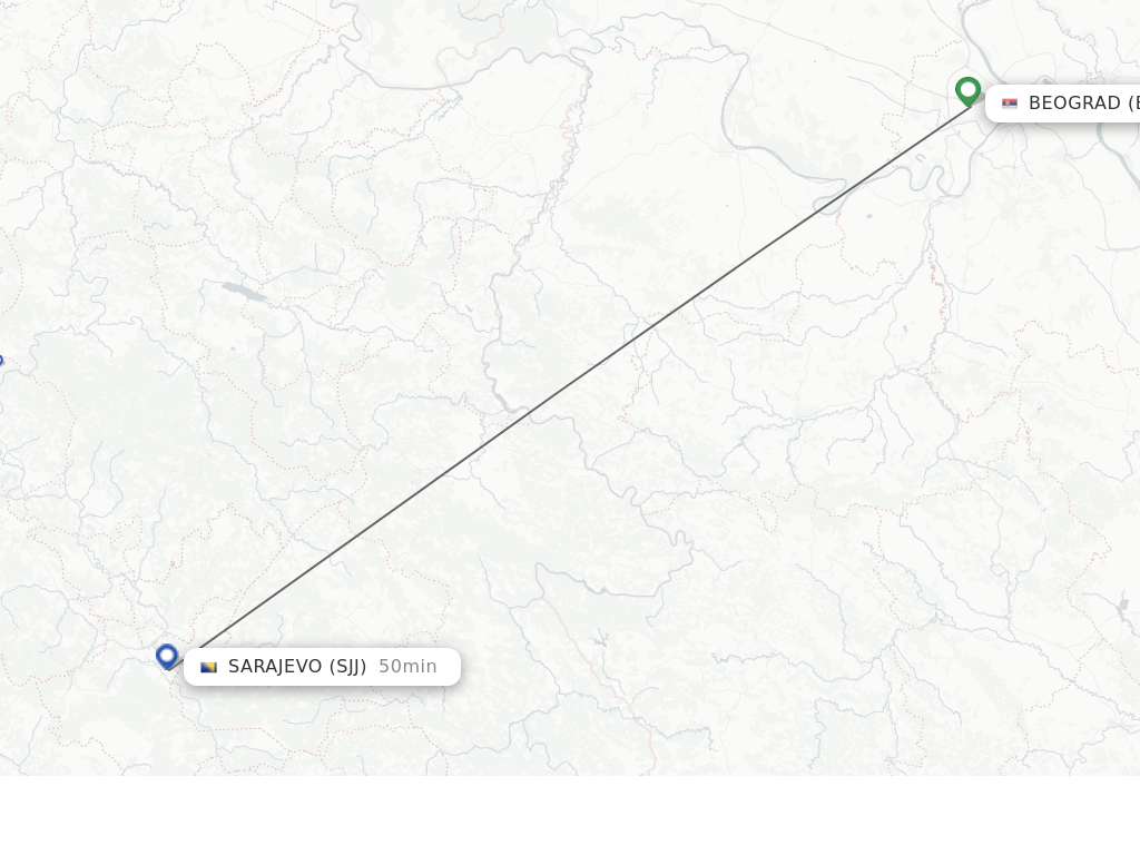 Flights from Beograd to Sarajevo route map