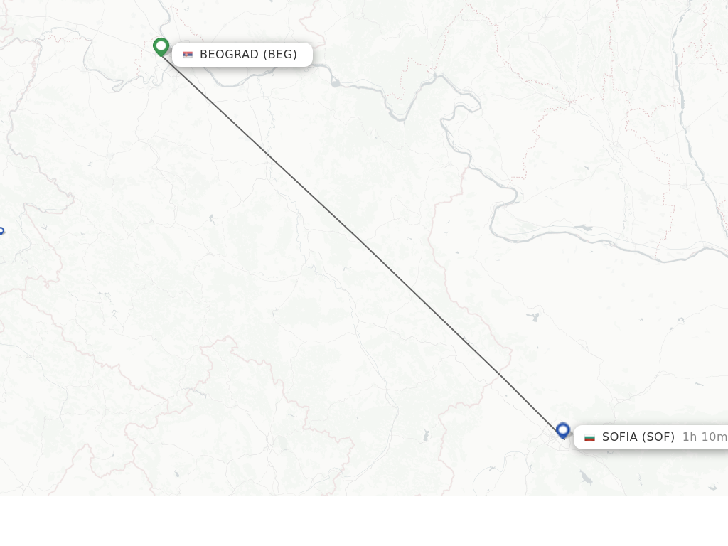 Flights from Belgrade to Sofia route map