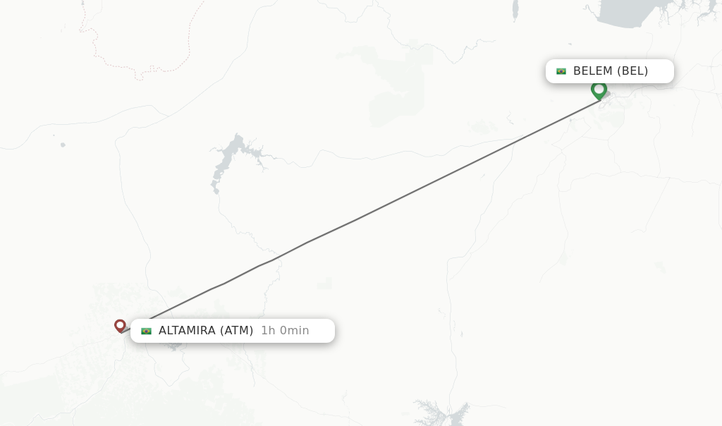 Flights from Belem to Altamira route map