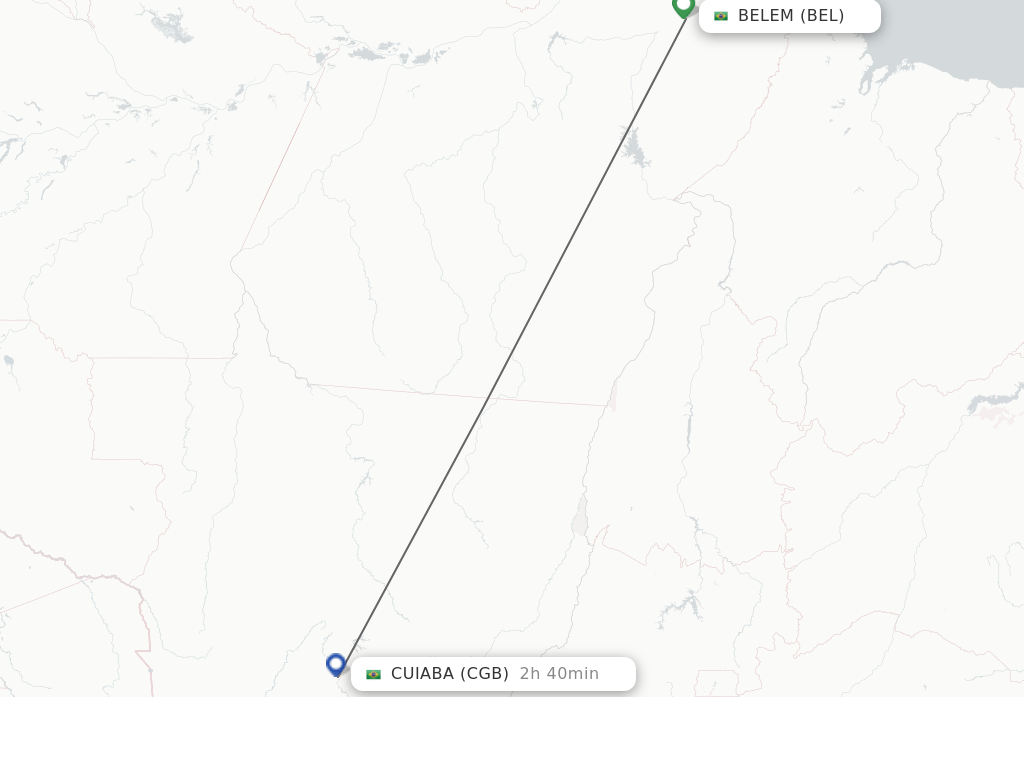 Flights from Belem to Cuiaba route map