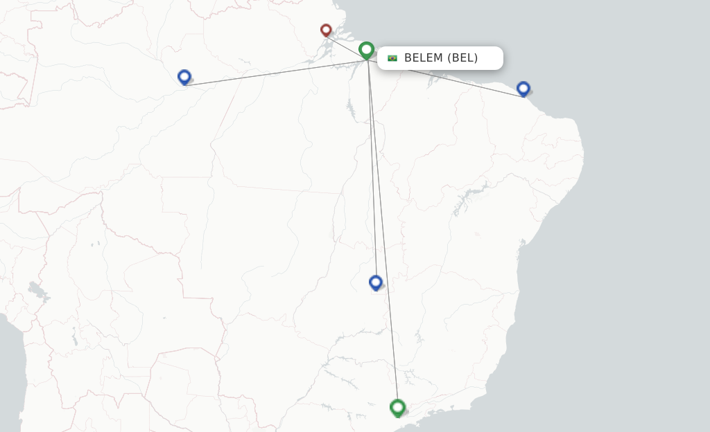 Route map with flights from Belem with LATAM