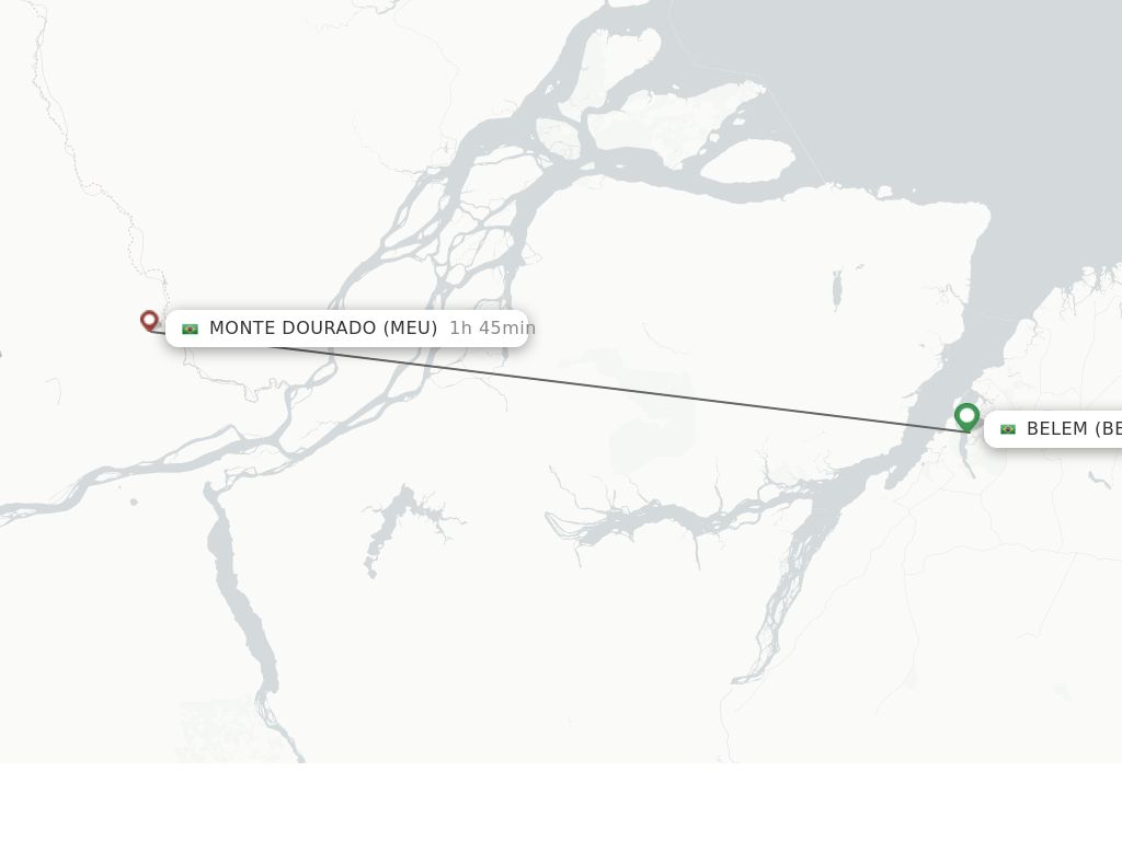 Flights from Belem to Monte Dourado route map