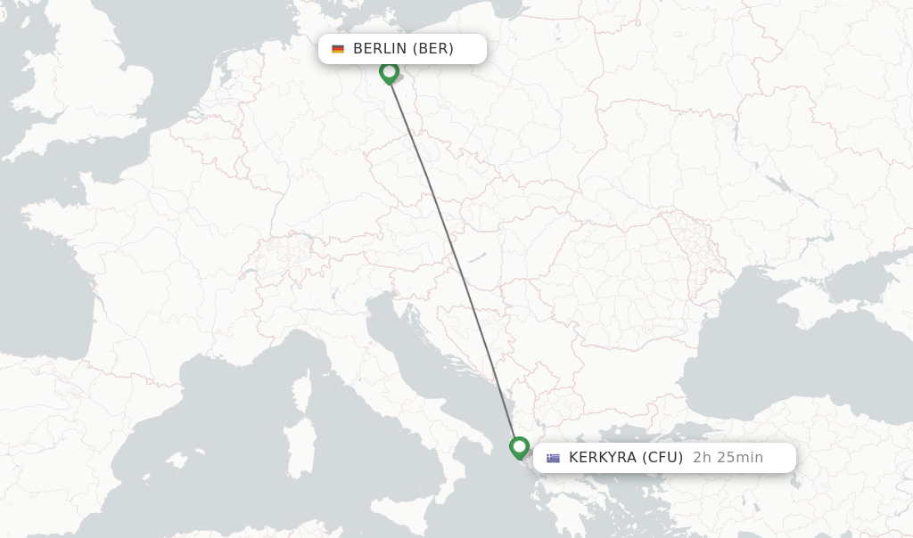 Flights from Berlin to Kerkyra route map