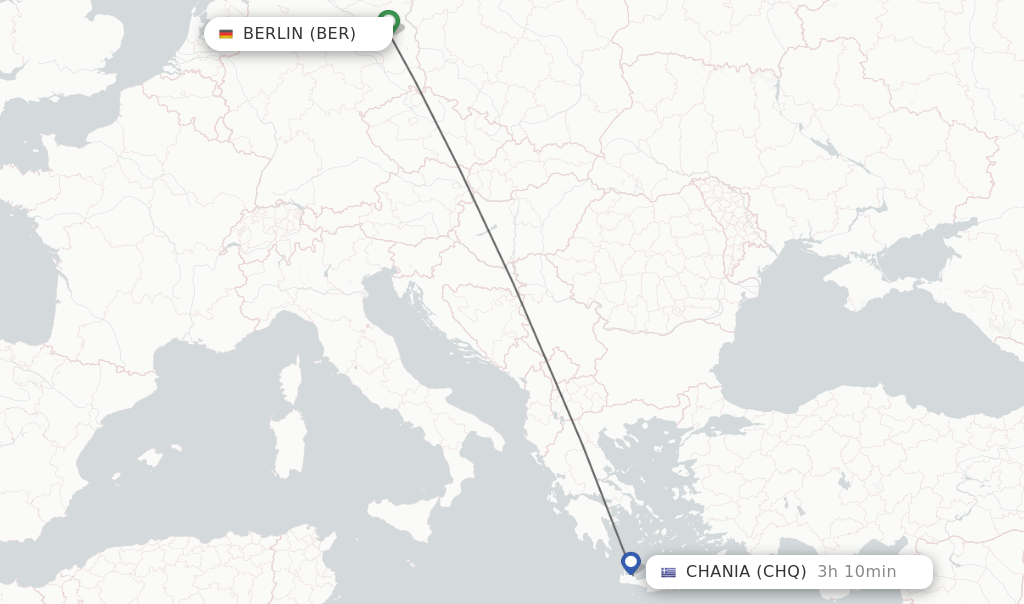 Flights from Berlin to Chania route map