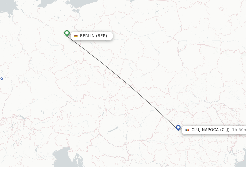 Flights from Berlin to Cluj-Napoca route map