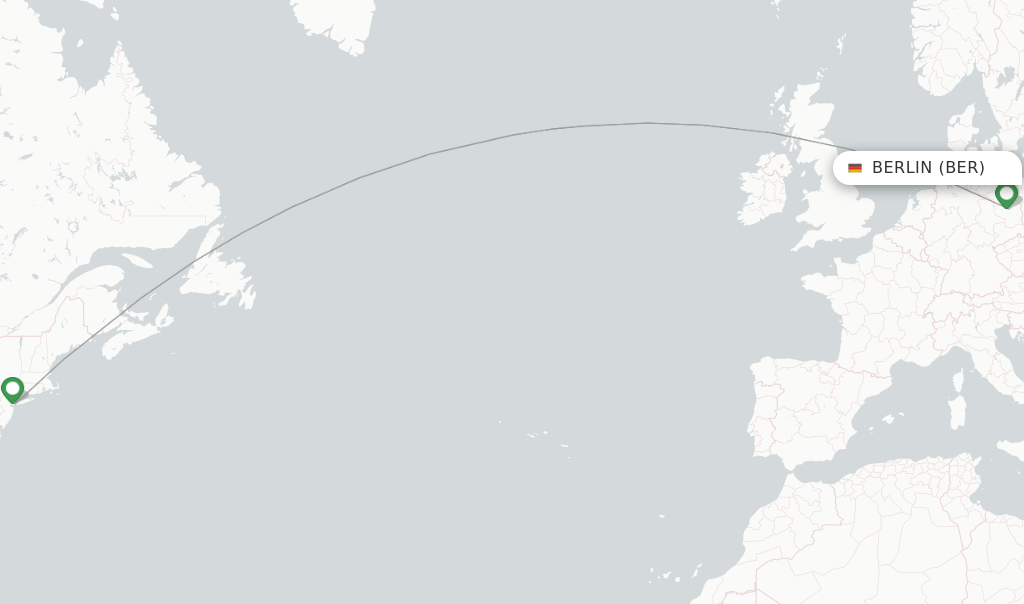 Route map with flights from Berlin with Delta
