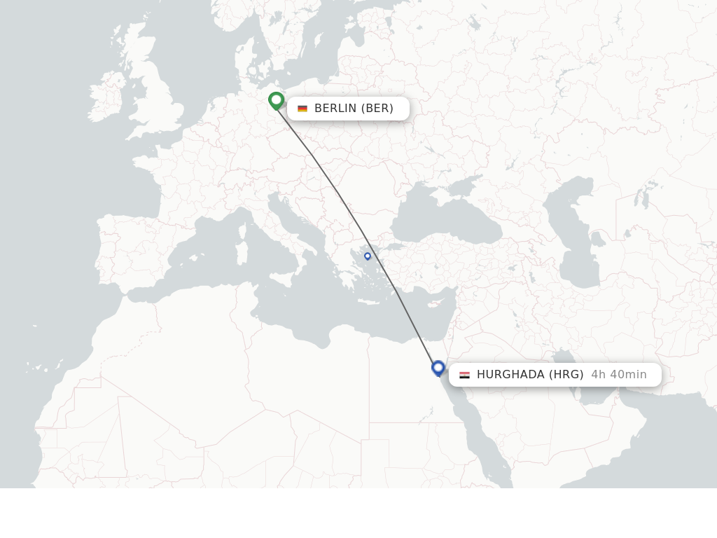 Flights from Berlin to Hurghada route map