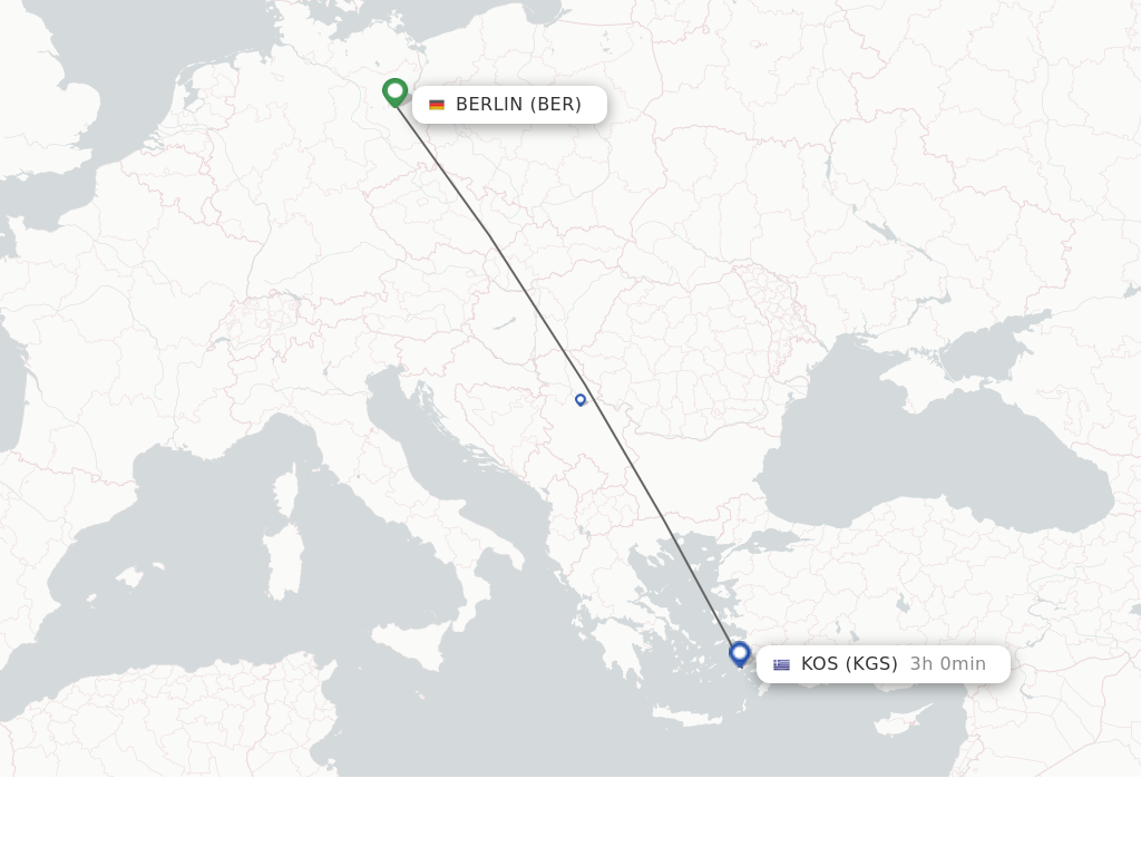 Flights from Berlin to Kos route map