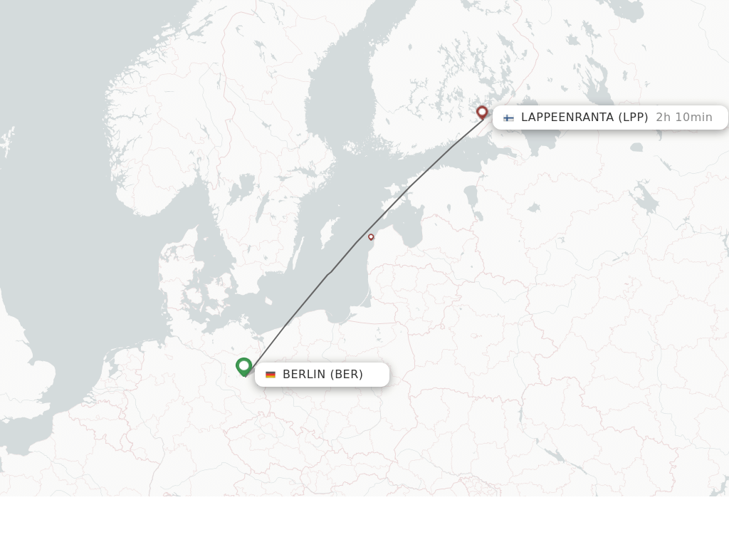 Flights from Lappeenranta to Berlin route map