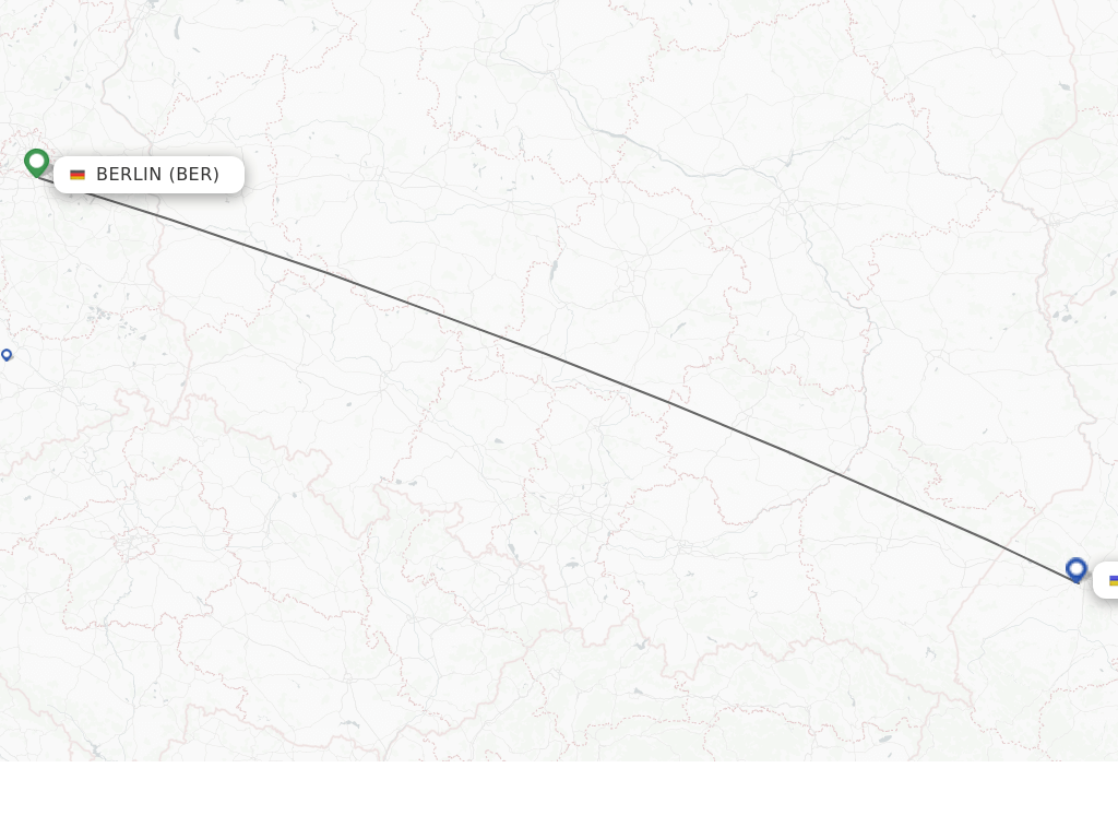 Flights from Berlin to Lviv route map