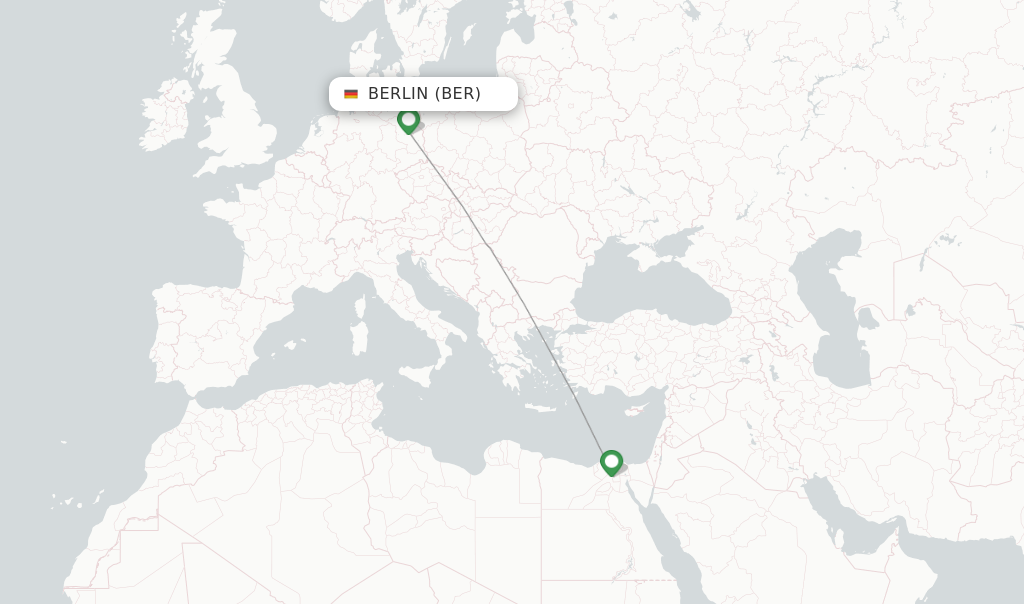 Route map with flights from Berlin with EgyptAir