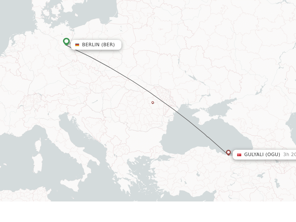 Flights from Gulyali to Berlin route map