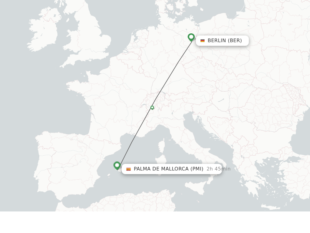 Flights from Berlin to Palma de Mallorca route map