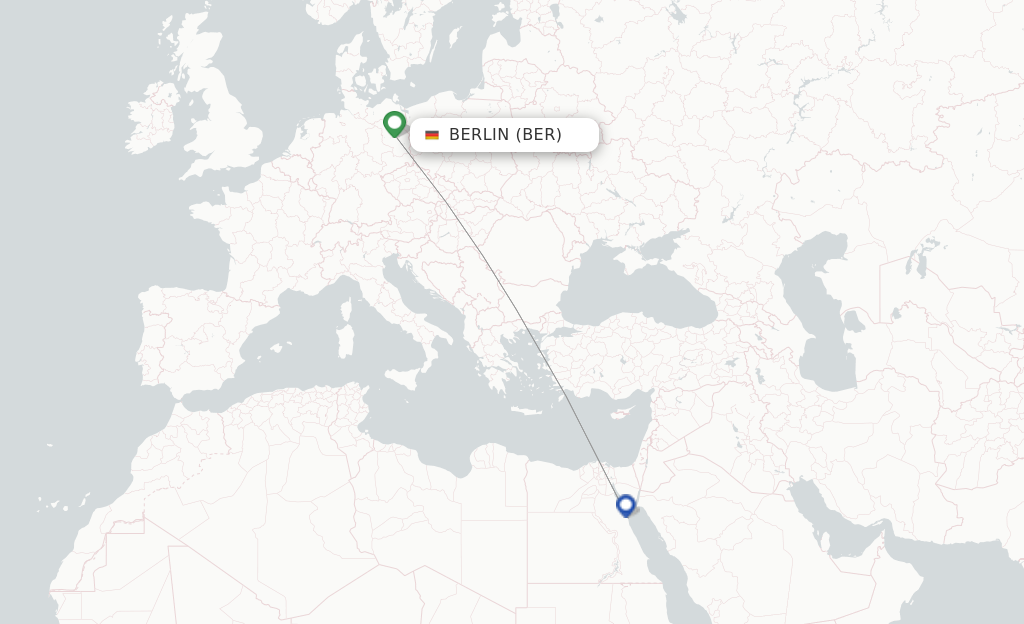 Route map with flights from Berlin with Air Cairo