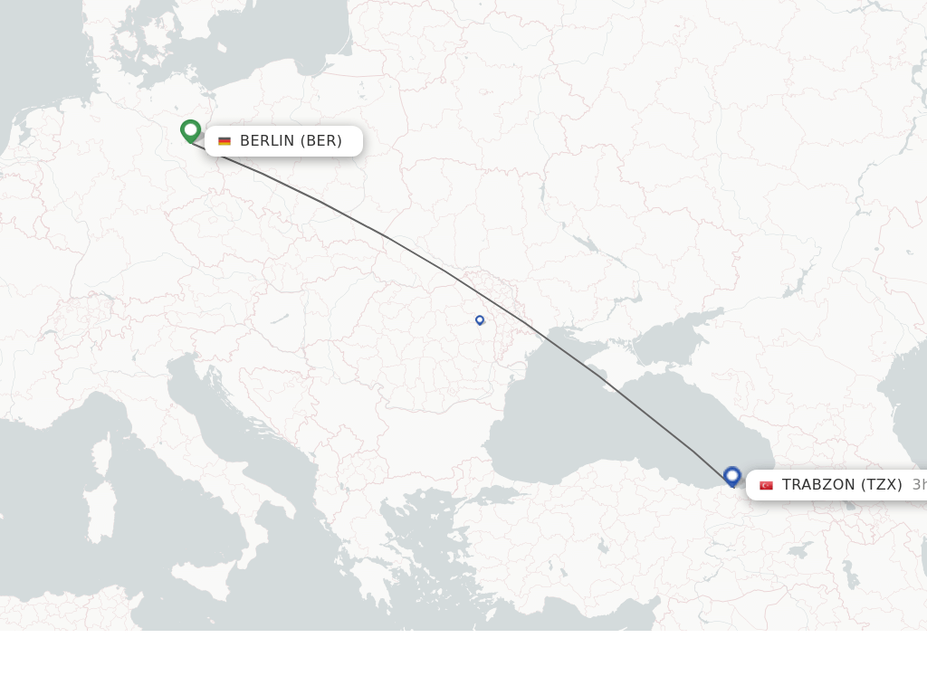 Flights from Trabzon to Berlin route map