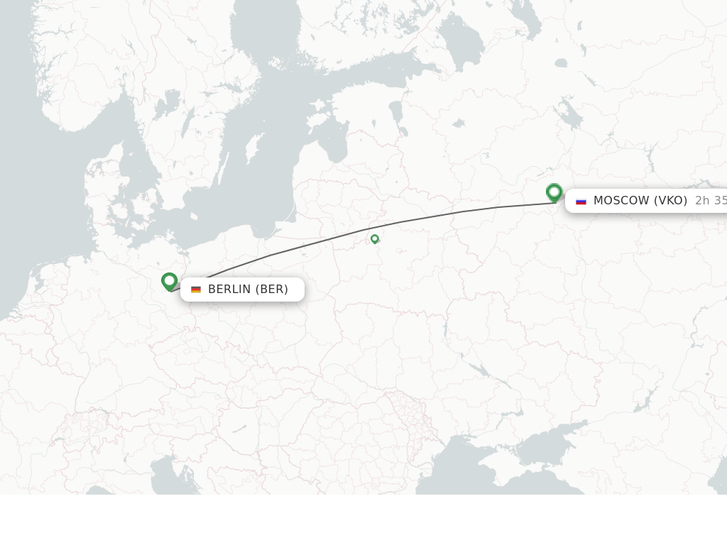 Flights from Berlin to Moscow route map