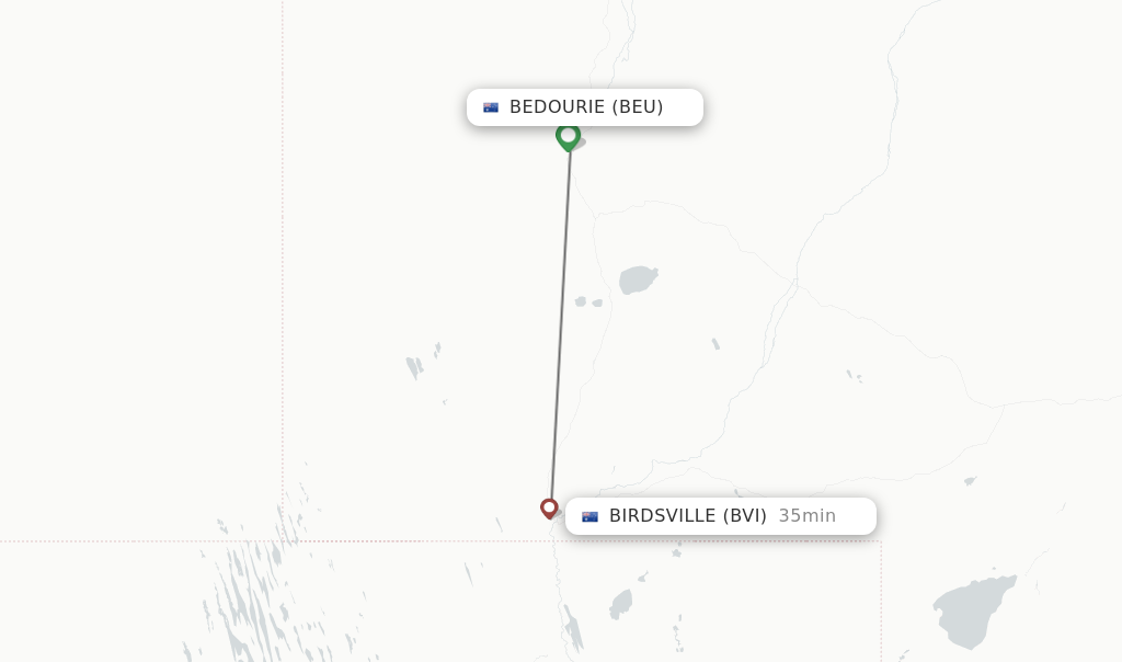 Flights from Bedourie to Birdsville route map