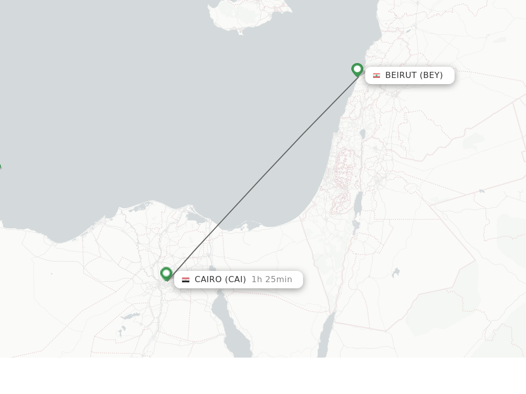 Flights from Beirut to Cairo route map