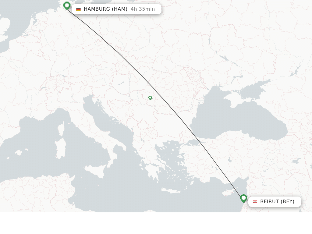 Flights from Beirut to Hamburg route map