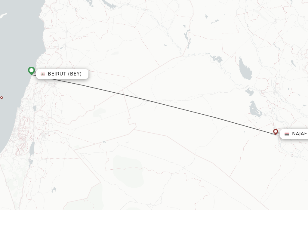 Flights from Beirut to Najaf route map
