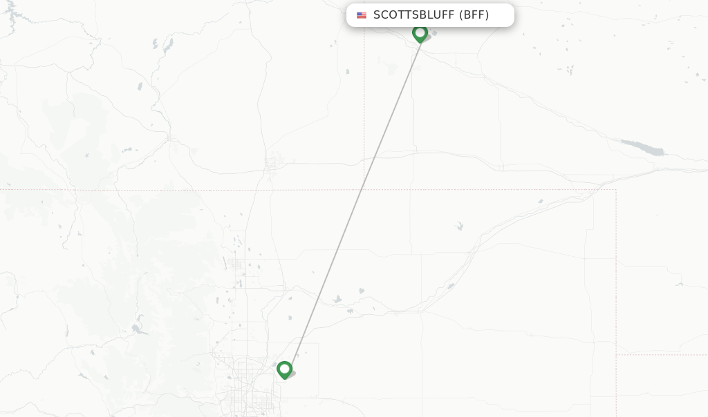 Route map with flights from Scottsbluff with United