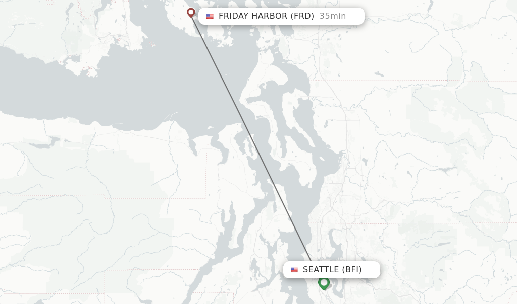 Flights from Seattle to Friday Harbor route map