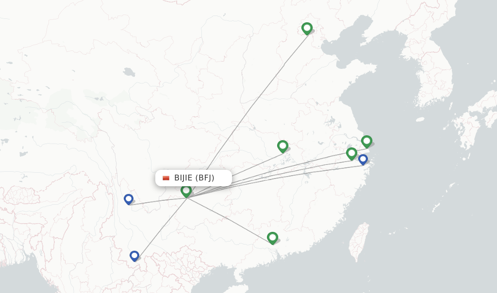 Flights from Bijie to Haikou route map