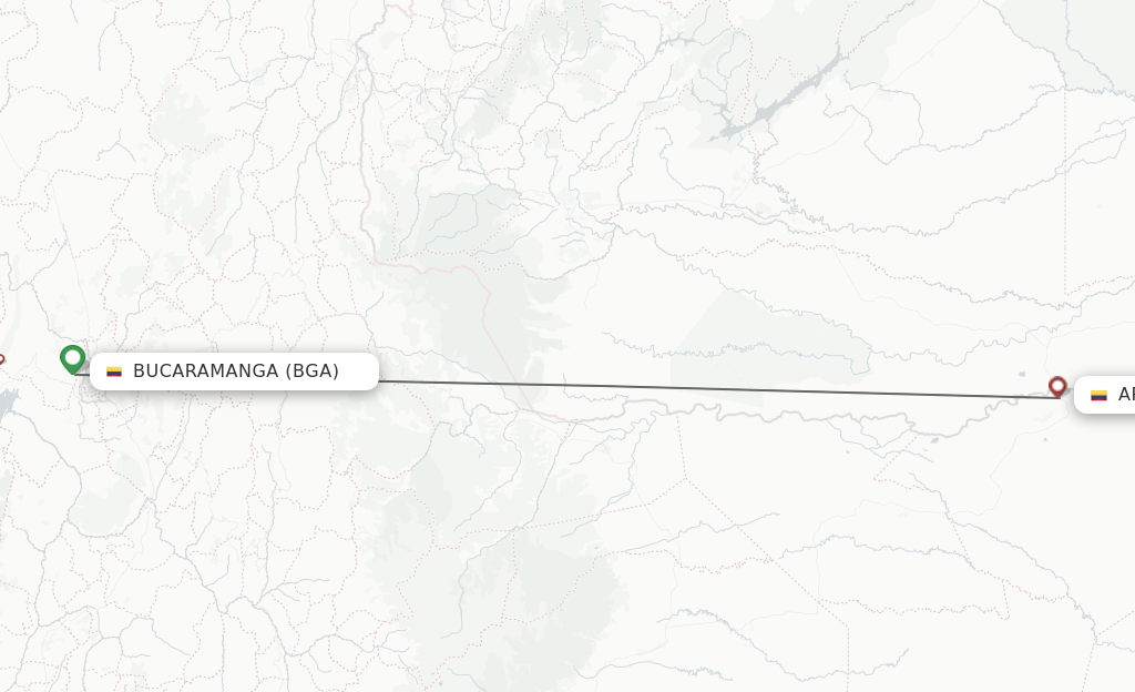Flights from Bucaramanga to Arauca route map