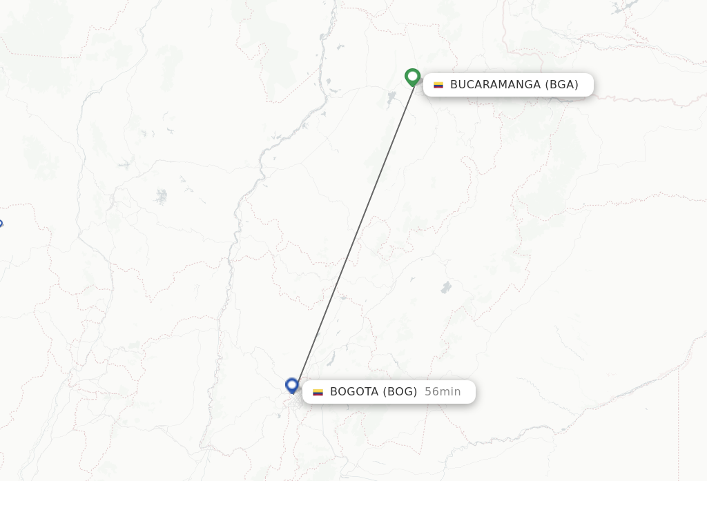 Flights from Bucaramanga to Bogota route map