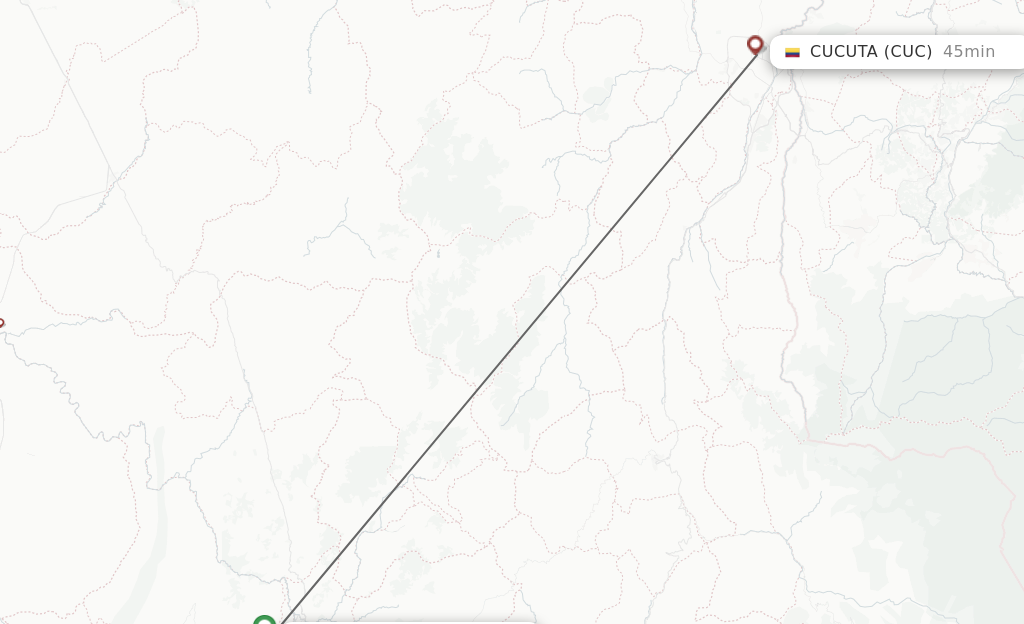 Flights from Bucaramanga to Cucuta route map